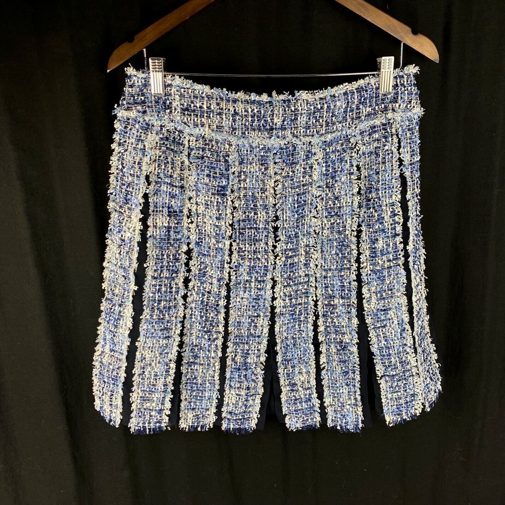 Shaina‎ Mote Womens 12/14 (msrd) Tweed Fringe Mini Skirt Knit Designer Short